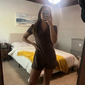 Peppermayo Brown Terry Cloth Romper